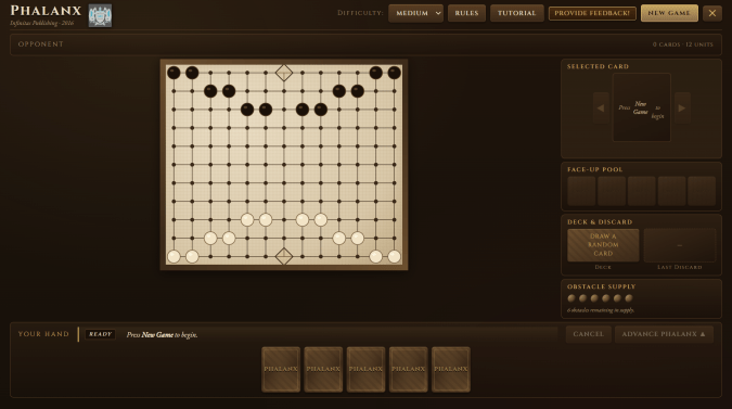 Browser Edition of the Phalanx Game Board
